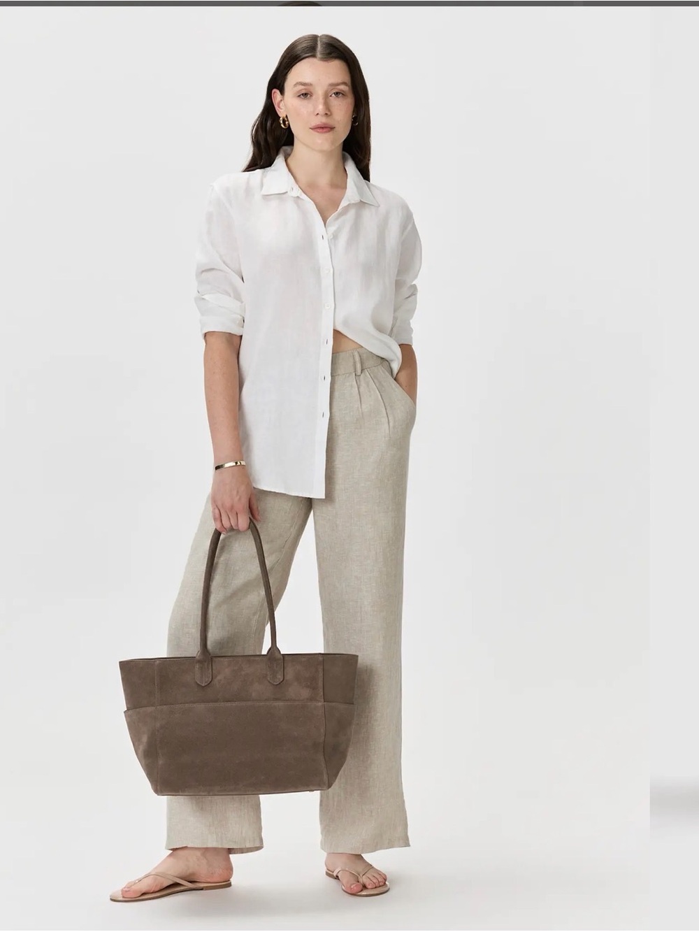 Quince Taupe Suede Tote Bag - Picture 5 of 11